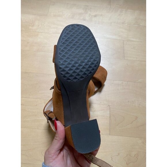 AEROSOLES "Emmex" tan faux suede block heel ankle strap Women NEW sandal - Picture 8 of 9